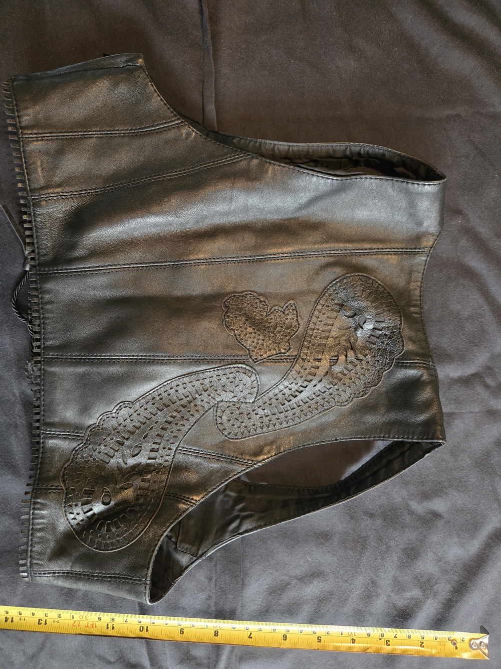 ZARA Black Leather Lace-Up Crop Vest - Picture 3 of 8